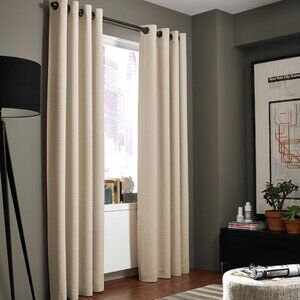 Champagne ("Gotham") grommet curtain set of 2 - 84" x 56" - silky, cotton lined